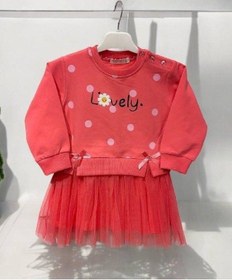 Resim Zekids Kız Bebek Lovely Yazılı Tütü Etekli Pamuk Elbise-14832 Neon Pembe 