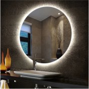 Resim Dnr-Mirror85 Cm Beyaz Ledli Yuvarlak Banyo Aynası Tuvalet Aynası 