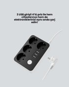 Resim Akım Korumalı 3 Usb Portlu 4 Lü Priz 4.1a Hızlı Şarj 