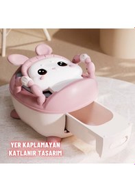 Resim Çocuk Lazımlık Tuvalet Eğitici Taşınabilir Portatif Bebek Tuvaleti Kaymaz Hijyenik Pembe Pembe 