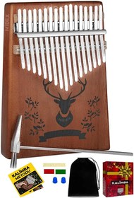 Resim Midex KLX-456 Hakiki Maun Ağacı Kalimba 17 Çelik Tuşlu (Türkçe Metod Çanta Çekiç) 