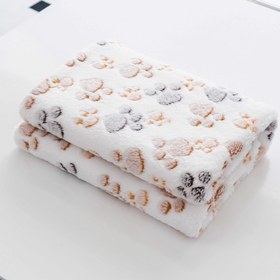 Resim Pet Battaniyesi, Sevimli Pati Baskılı Kabarık Köpek Mercan Polar Battaniye, Yatak Yuvası Kanepe Köpek Matı için Termal Yumuşak, Pet Malzemeleri 