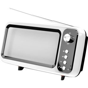 Resim Zsykd Mb-8 Retro Tv Şeklinde Bluetooth Hoparlör Telefon Standı (Beyaz) (Yurt Dışından) 