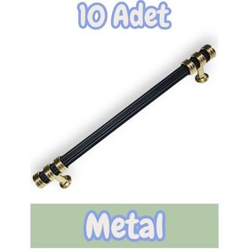 Resim Çizgili Nesli Alüminyum Metal Lüks Mobilya Çekmece Mutfak Dolabı Kulpu Siyah-altın 192mm 10 Adet Siyah - Gold 