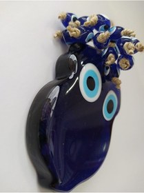 Resim Baykuş Nazar Boncuğu Püsküllü El Yapımı Cam Duvar Dekoru 