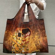 Resim Büyük Katlanabilir Tote Çantası ile Canlı Yağlı Boya Tasarımı - Seyahat, Kamp ve Günlük Kullanım için Dayanıklı, Yıkanabilir Naylon Market Çantası, Seyahat Tote Çantası | Sanatsal Tote Çantası | Dayanıklı Naylon Çanta, Market Çantaları 