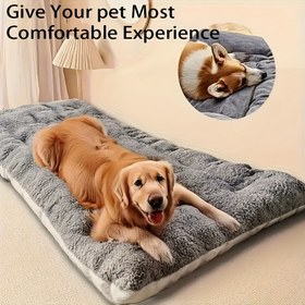 Resim Ekstra Büyük Peluş Köpek Yatağı Koltuk Kedi Yuvası Köpek Kafesi Matı, Kalınlaştırılmış Süper Yumuşak Polyester Evcil Hayvan Matı, Küçük, Orta ve Büyük Kediler ve Köpekler için Uygun - Sevimli Dikdörtgen Koltuk 