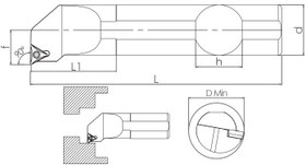 Resim S Sistem - ISO STFCR/L 90° İç Çap Torna Kalemi 