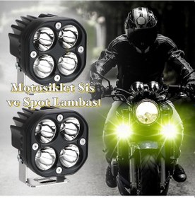 Resim Offroad Motosiklet Uyumlu Turuncu Beyaz Modlu Sis Lambası Metal Kasa 2 Adet 
