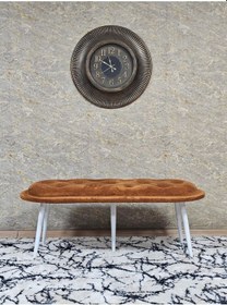 Resim Zafir Ufo Oturak Bench - Beyaz Boyalı Sivriltme Ayak - Oturak - Bench - Puf - Yatak Ucu Pufu Turuncu 