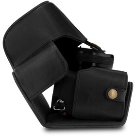 Resim OttoAngelino MegaGear Sony Alpha A6100 A6400 (16-50mm) Suni Deri Fotoğraf Makinesi Kılıfı 