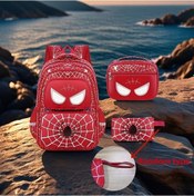 Resim Maxaccess 3 Parça Marvel Spider-man Çok Bölmeli Sırt Çantası Kırmızı Okul Çantası Kalemlik Kırmızı 