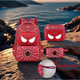 Resim Maxaccess 3 Parça Marvel Spider-man Çok Bölmeli Sırt Çantası Kırmızı Okul Çantası Kalemlik Kırmızı 