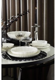 Resim Kütahya Porselen Bone Luz Form 27 Parça 6 Kişilik Yemek Takımı 