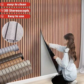 Resim 2 adet 3D Ahşap Desenli Kendinden Yapışkanlı Akustik Duvar Panelleri, Soyulabilir ve Yapıştırılabilir SXP Köpük Ses Yalıtımı Duvar Kağıdı, Kolay Kurulum, 300cm x 40cm, Vinil Malzeme, Şık Ev Dekoru için Çoklu Ahşap Desenler Mevcut, Kolay Duvar Yenileme | Ahşap Desen Bitişi | 3D Duvar Etkisi 