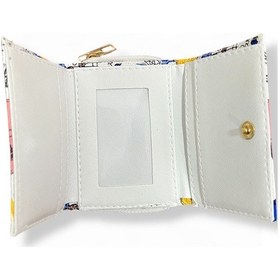 Resim Paris Temalı Baskılı Mini Cüzdan, Fermuarlı, Kartlık Ve Para Bölmeli, Beyaz Çok Renkli 