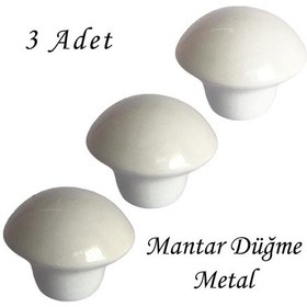 Resim 3 Adet Beyaz Mantar Düğme Kulp Mobilya Çekmece Dolap Kapak Kulbu Metal Kulp Aksesuarları Vidalı 