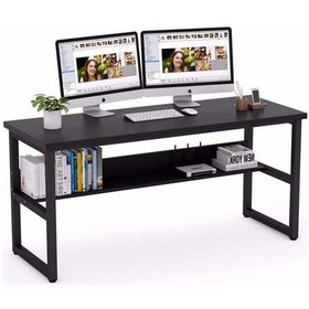 Resim Zizuva Tasarım Kitaplıklı Bilgisayar Masası Siyah 