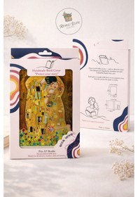 Resim Kitap Kılıfı Ve Metal Kitap Ayracı Seti Gustav Klimt-öpücük 