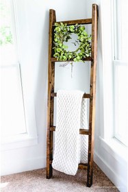 Resim Genel Markalar Dekoratif Masif Ahşap Merdiven Dekoratif Merdiven Raf 150cmx40cm 