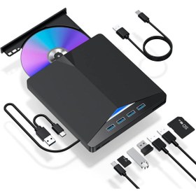 Resim valkyrie Harici CD DVD Rom Yazıcı Okuyucu USB 3.0 HUB Çoğaltıcı TF SD Kart Okuyucu 7in1 