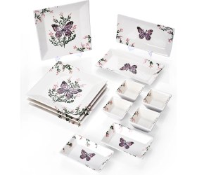 Resim Piatti Naturali 12 Parça 4 Kişilik Kelebek Kahvaltı Takımı Handmade Kahvaltılık Sunum Seti Servis Tabakları 