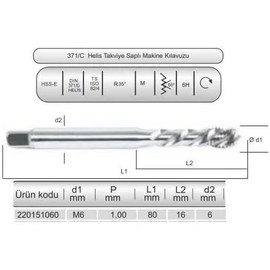 Resim Diatools Hsse DIN371/C 35° Helis M6X1,0 (6h) 8co 