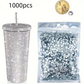Resim 1000 Adet 3mm Düz Arka Kristal Strafor Paket DIY Giysiler, Ayakkabılar, Bardak, Dans Kostümleri ve Makyaj Aksesuarları için - El Sanatları ve Dekorasyon için Cam Kristal Boncuklar 