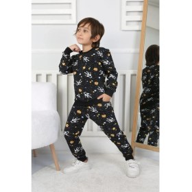 Resim Iki Iplik Cepli Astronot Temalı Erkek Çocuk Pijama Takımı 