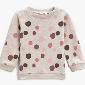 Resim Kız Bebek Sweatshirt Uzun Kollu Baskılı Bisiklet Yaka 
