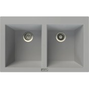 Resim POLEX Cristalüx Granit Evye P-2XLN Gri 2 Hazneli Tezgah Altı Ve Tezgah Üstü Mutfak Evyesi 80,5x51,5cm 