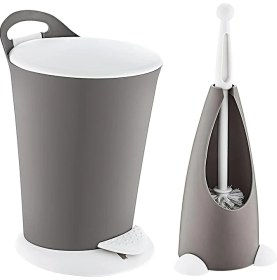 Resim Penguen Pedallı Çöp Kovası ve Klozet Fırçası Set Terra 