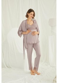 Resim Monamise 18431 Vizon Hamile Lohusa 3 Lü Pijama Sabahlık Tk 001 