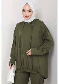 Resim Bestenur Aris Oysho Tunik Pantolon İkili Takım 1611 - Haki Haki 