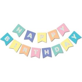 Resim Macaron Hologram Happy Birthday Banner 