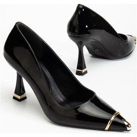 Resim Suins Clove Model Kadın Topuklu Burnu Metal Detaylı Stiletto Ayakkabı Siyah 