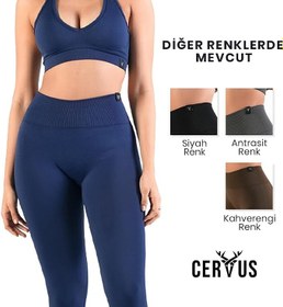 Resim Cervus Kadın Yüksek Bel Selülit Gizleyici Dokulu Tayt - Toparlayıcı Push Up Etkili Spor ve Yoga Taytı 