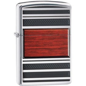 Resim Zippo Çakmak 28676 Pipe Wood High Polish Chrome Lighter 
