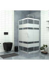 Resim Tekno Duş Silver Vega 6mm Kumlamalı Kare Duşakabin Beyaz - Şeffaf 