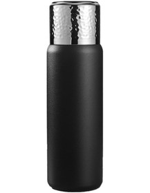 Resim 430Ml Dövülmüş Doku Kapaklı 316 Paslanmaz Çelik Yalıtımlı Su Şişesi Çay Süzgeçli Bpa Içermez Fda Sertifikası Yok - Siyah 