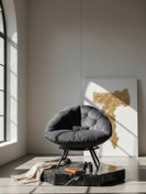 Resim Home Tekli Koltuk Berjer | Yastıklı, Minderli ve Geniş Oturma Alanı - Füme - 92 x 92 cm 