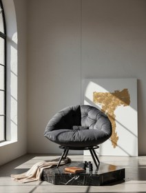 Resim Home Tekli Koltuk Berjer | Yastıklı, Minderli ve Geniş Oturma Alanı - Füme - 92 x 92 cm 