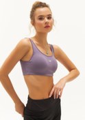 Resim bilcee Kadın Lila Organik Pamuklu Destekli Spor Ve Günlük Düz Renk Crop Top Bra Sporcu Sütyeni 0148 