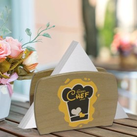 Resim BK Kişiye Özel Güzel Chef Tasarımlı Lüks Ahşap Peçetelik-8 