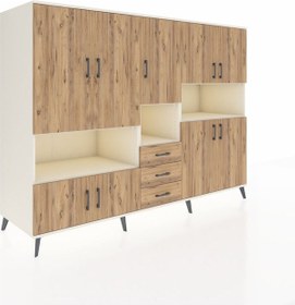 Resim Kronos Dolap 13 Raflı 3 Çekmeceli 9 Kapaklı 220x59x163 Aytaşı-çam Aytaşı-çam 