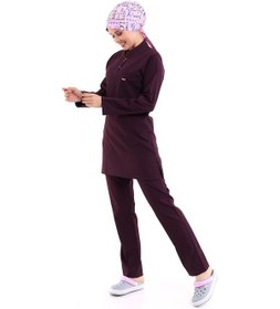 Resim Soft Likralı Tesettür Forma Takım İki Çıtçıt - 6409 Mürdüm Soft-5763-6409 Mürdüm Soft 