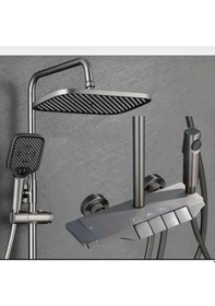 Resim İsaoğlu Yapı Siyah Duş Seti Piano Duş Sistemi Mat Siyah Yağmurlama Sistemli Batarya Dahil Set Dokunmatik Sistem Siyah 