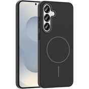 Resim Mobilzone Galaxy S25 Kılıf Magsafe Şarj Özellikli Zore Ruby Silikon Kapak - Siyah 