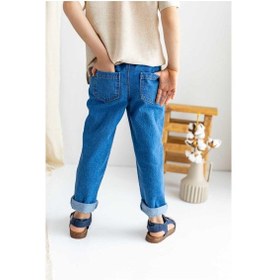 Resim Oliven The Kid Oliventhekid Koyu Mavi Beli Lastikli Cepli Rahat Kesim Unisex Kot Pantolon Koyu Mavi Koyu Mavi 