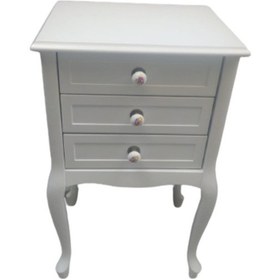Resim Komodin Lükens Aslan 3Çekmece 1Adet Parlak Beyaz Renk Porselen K 